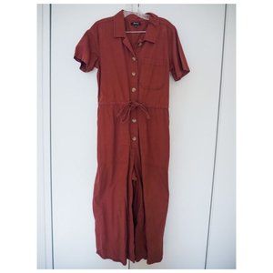 Madewell Maroon Wide-Leg Short Sleeve Utility Jumpsuit Coveralls